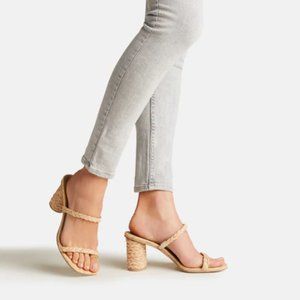 NOLES HEELS IN LT NATURAL RAFFIA